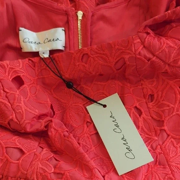NWT Cara Cara Hart Dress Hibiscus Eyelet Cotton Puff Sleeve Mini NWT Size 2 - Picture 6 of 10